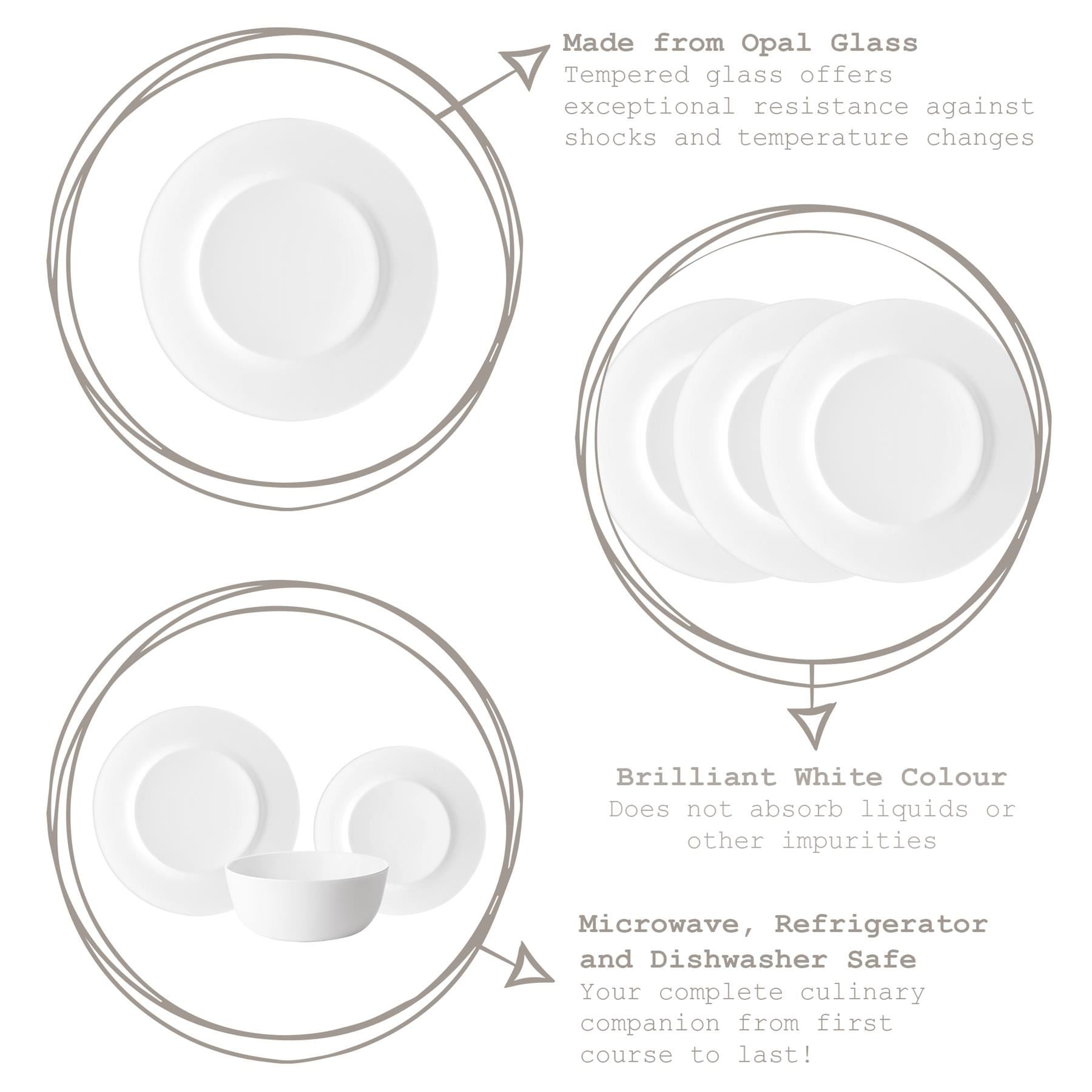 White 25cm Toledo Glass Dinner Plate