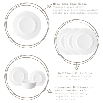 White 25cm Toledo Glass Dinner Plate