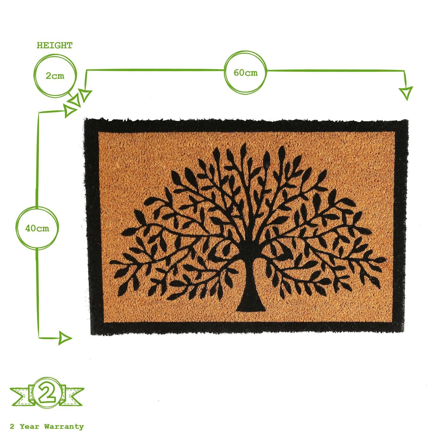 Coir Door Mat - 60 x 40cm - Tree of Life