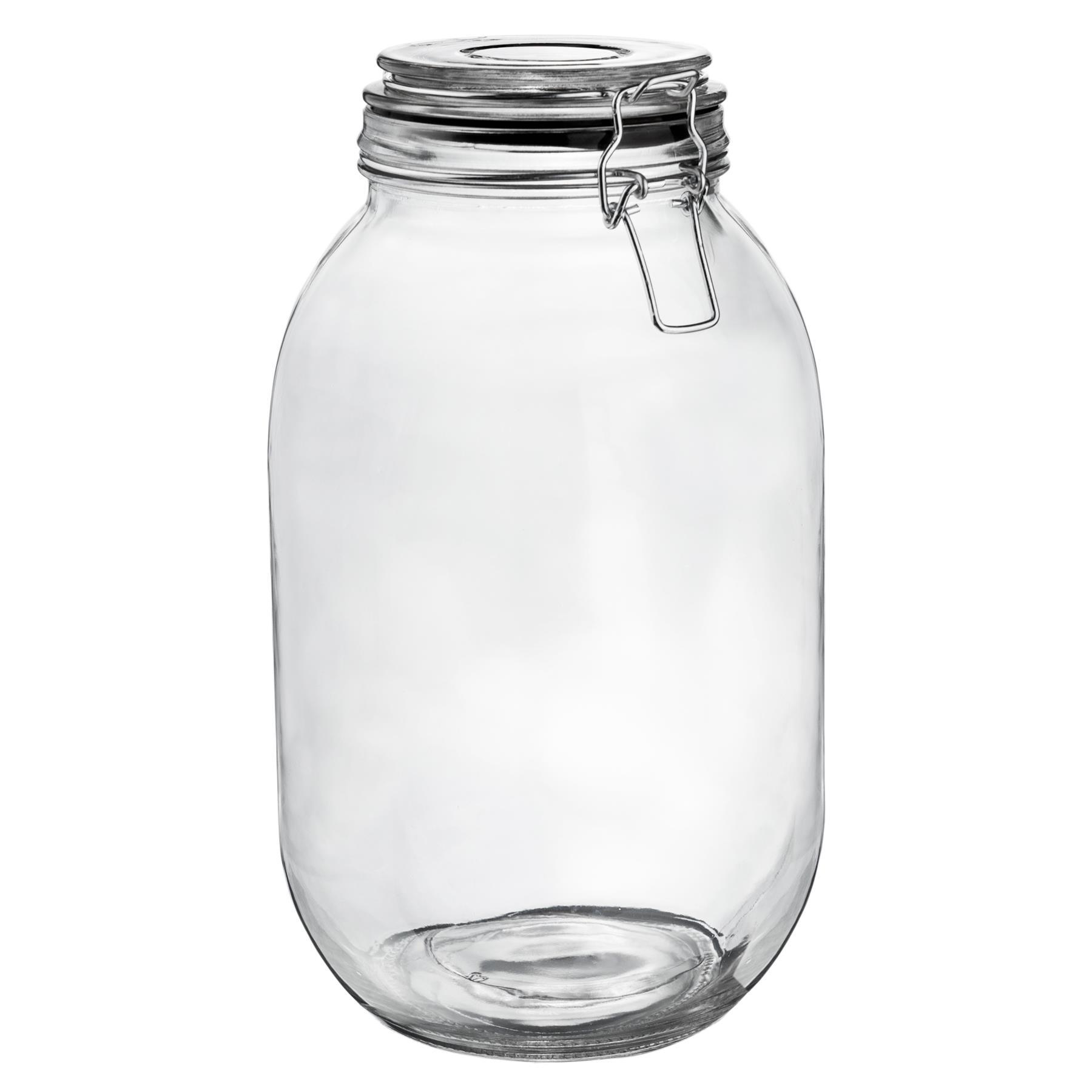 Argon Tableware Glass Storage Jar - 3 Litre - Black Seal