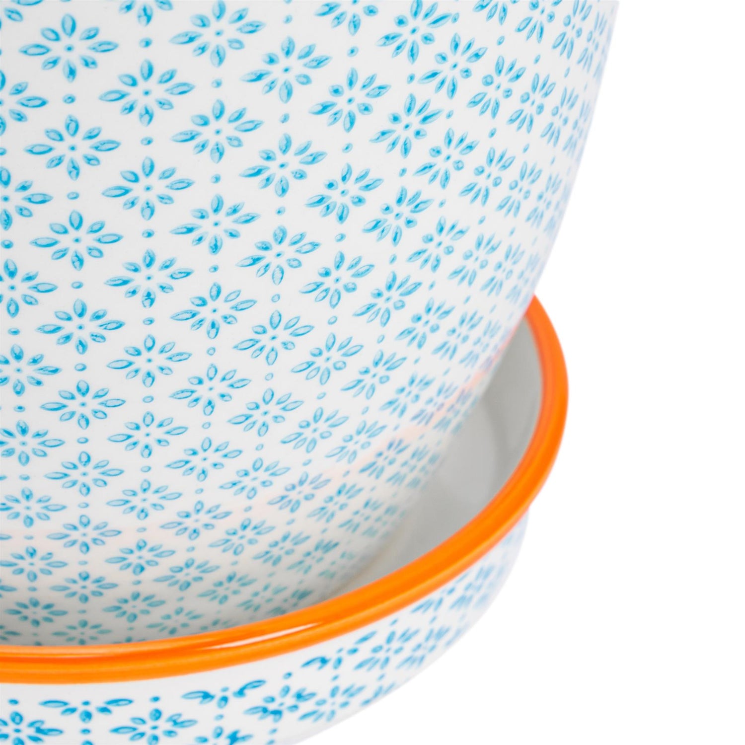 Hand-Printed Plant Pot - 20cm - Light Blue