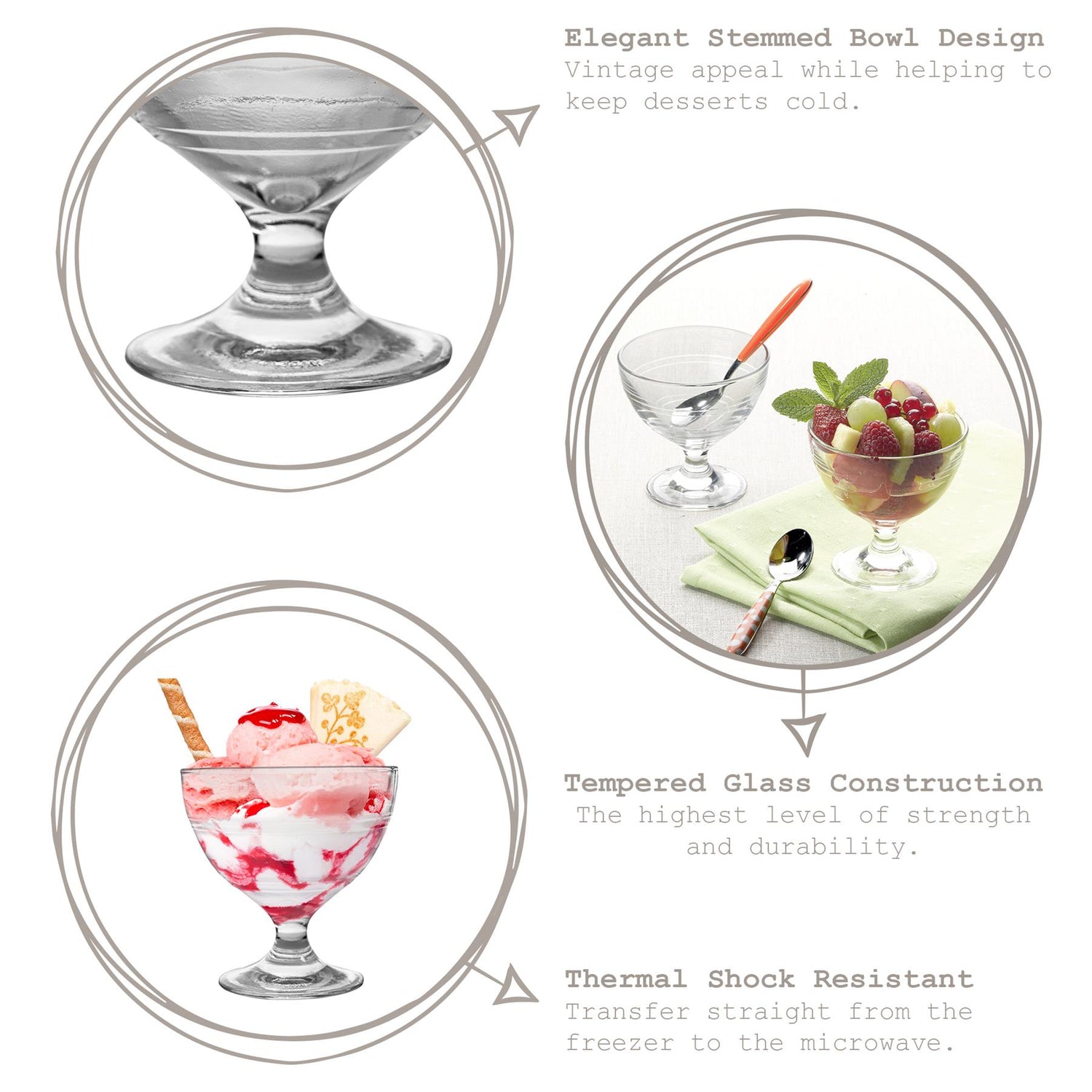 250ml Gigogne Glass Ice Cream Bowl
