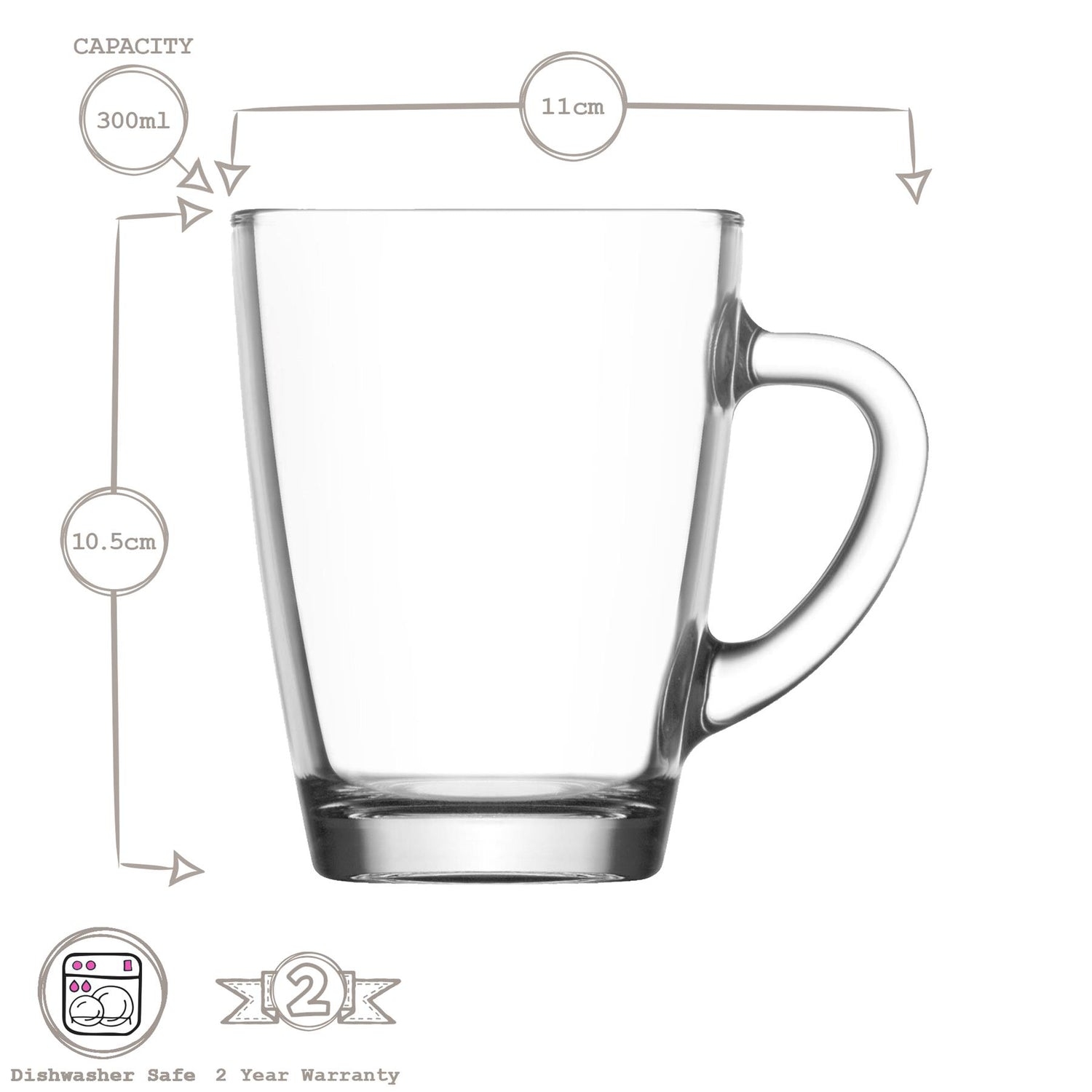 300ml Vega Glass Tea &amp; Coffee Mug