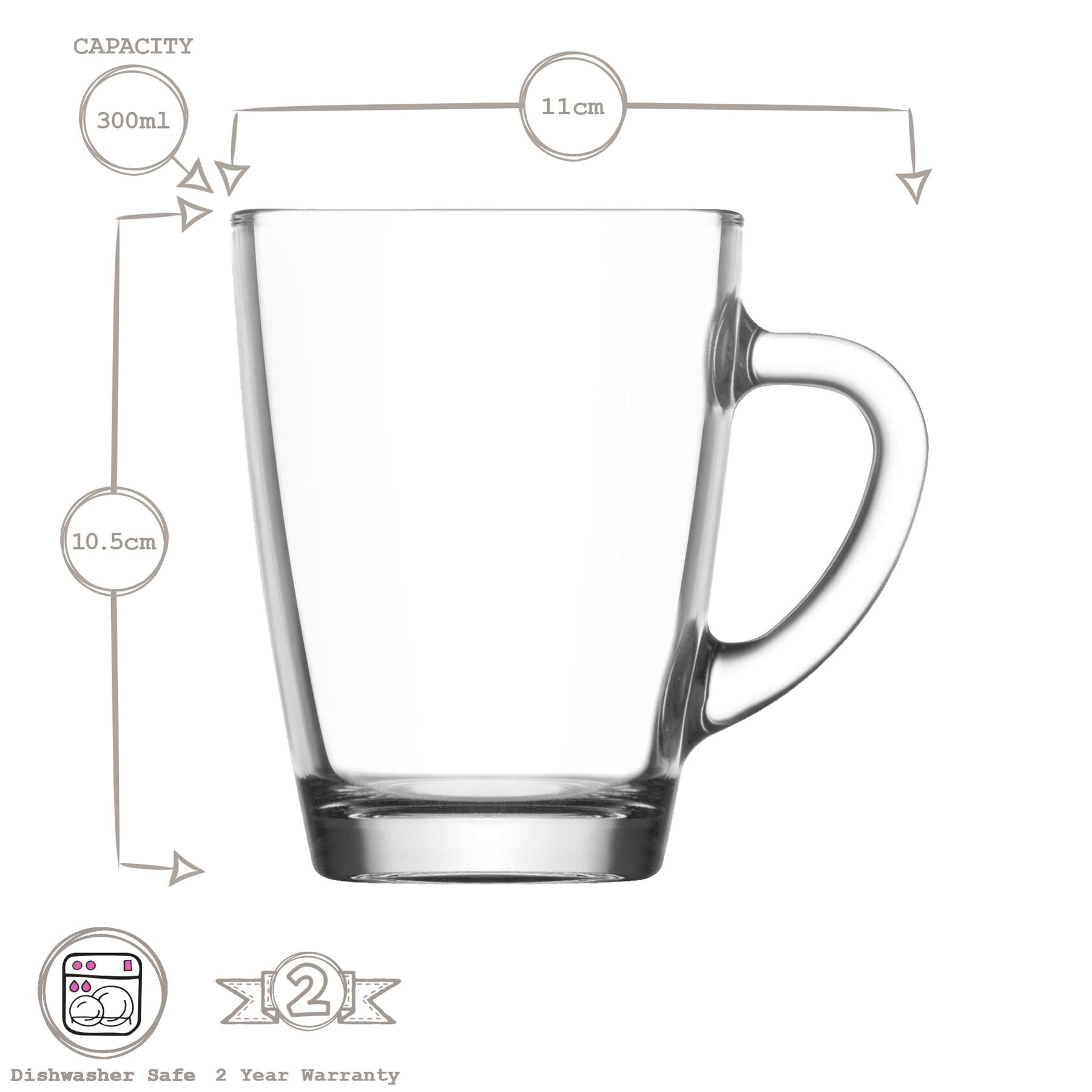 300ml Vega Glass Tea &amp; Coffee Mug