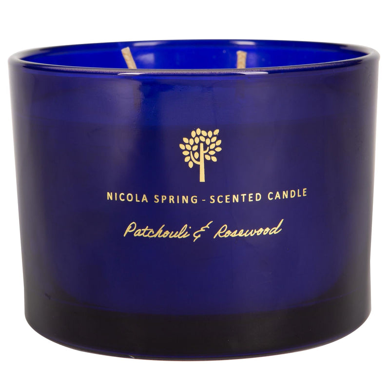 350g Double Wick Patchouli & Rosewood Soy Scented Wax Candle - By Nicola Spring