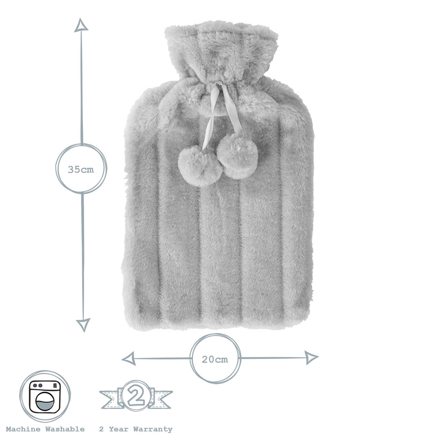 Hot Water Bottle Cover - Plush - Grey