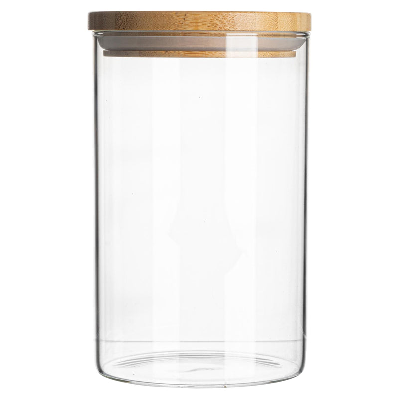 Argon Tableware Glass Storage Jar with Wooden Lid - 1 Litre