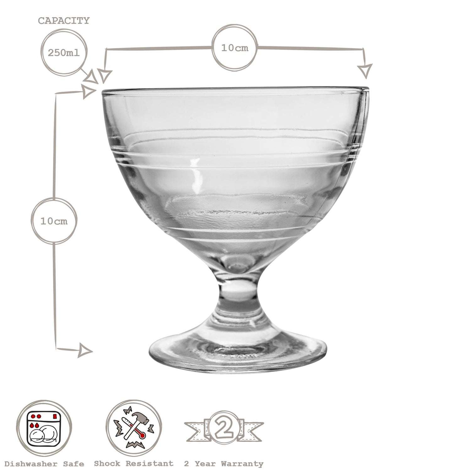 250ml Gigogne Glass Ice Cream Bowl