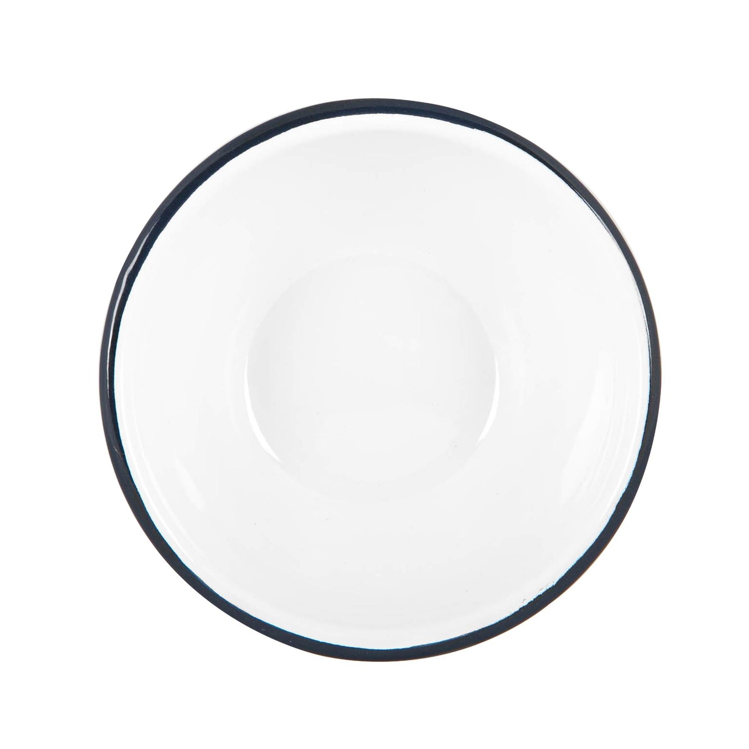 White Enamel Bowl - 16cm - Navy