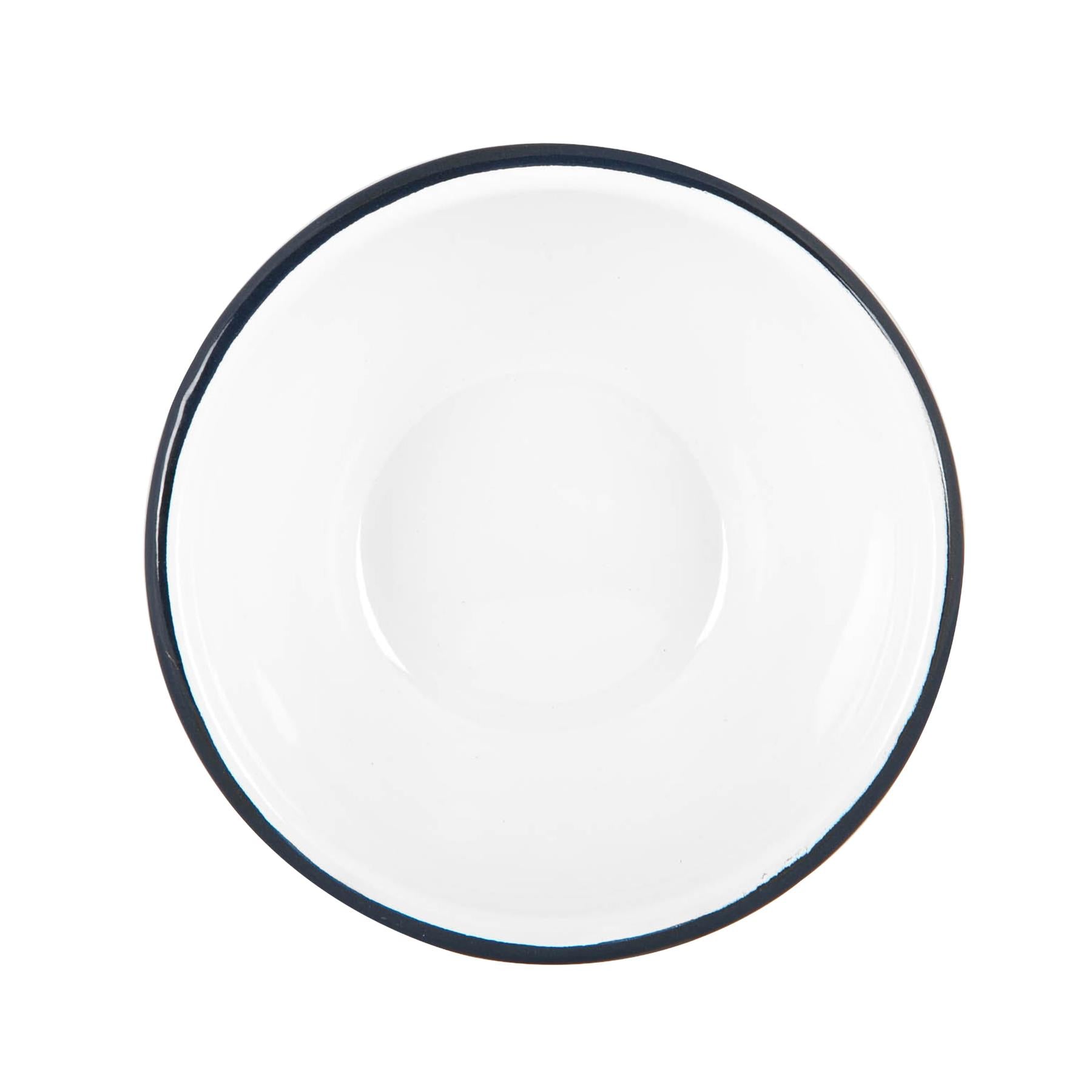 White Enamel Bowl - 16cm - Navy
