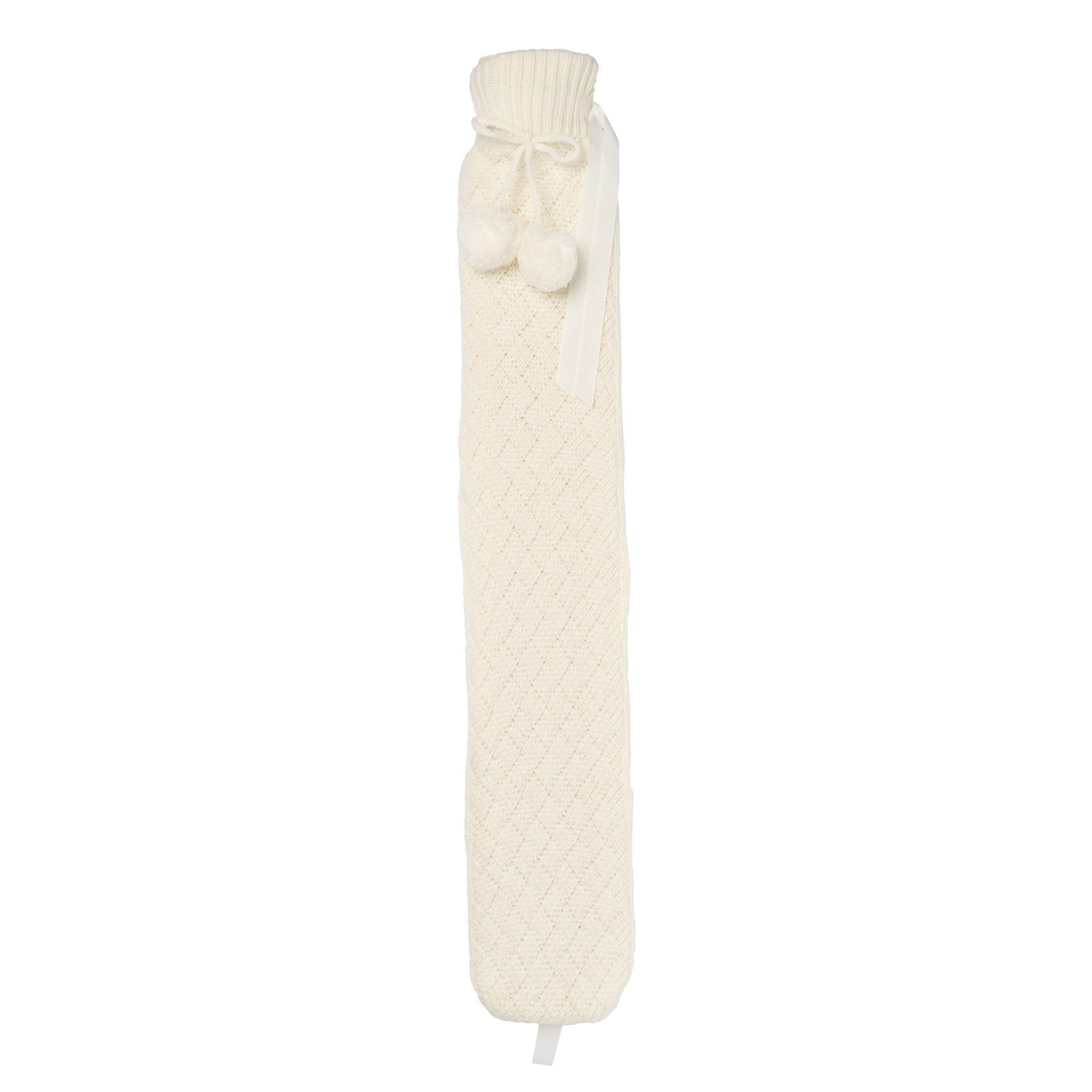 Nicola Spring Long Hot Water Bottle Cover - Knitted - Cream