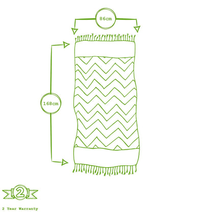 Turkish Beach Towel - Zig Zag - Grey