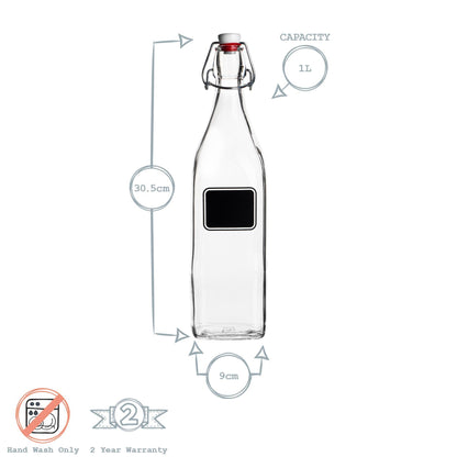 Lavagna Glass Swing Top Bottle with Chalkboard Label - 1L