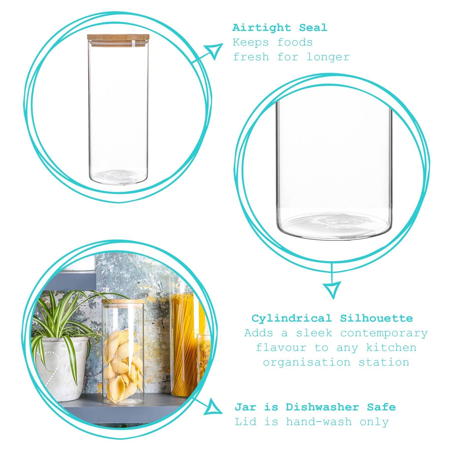 Glass Storage Jar with Wooden Lid - 1.5 Litre