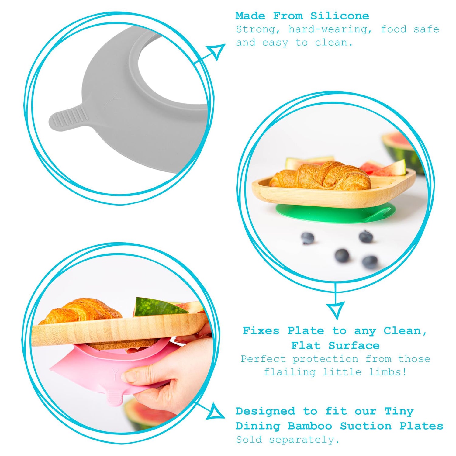 Kids Bamboo Plate Suction Cup - Blue
