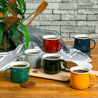 Coloured Enamel Belly Mug - 375ml - Red