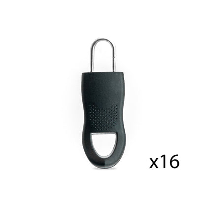 Pack of 16 Universal Zipper Fixers - 2 Sizes - Black