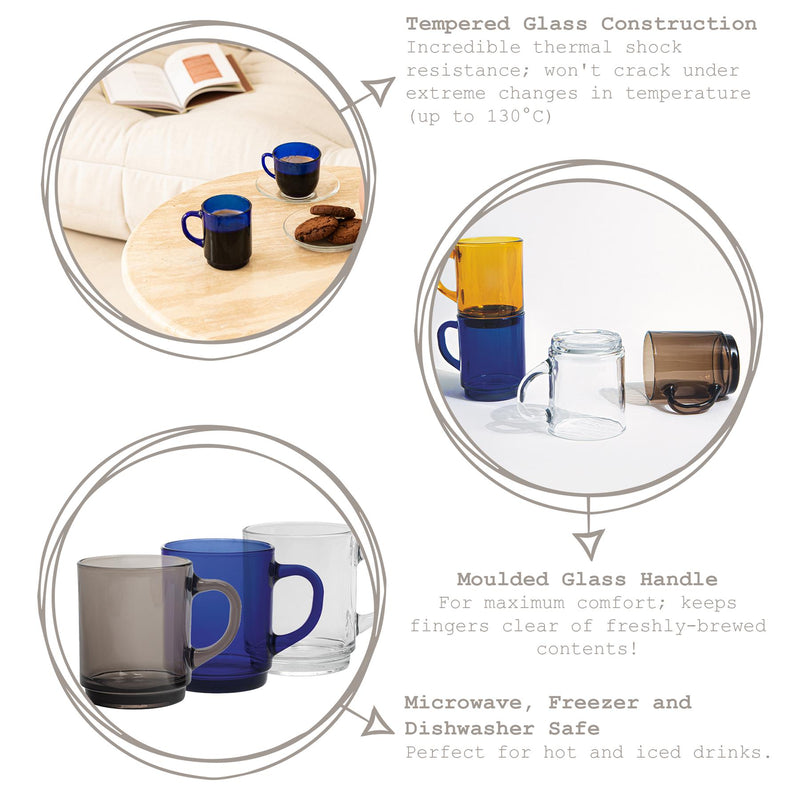 Blue 260ml Versailles Glass Coffee Mug - By Duralex