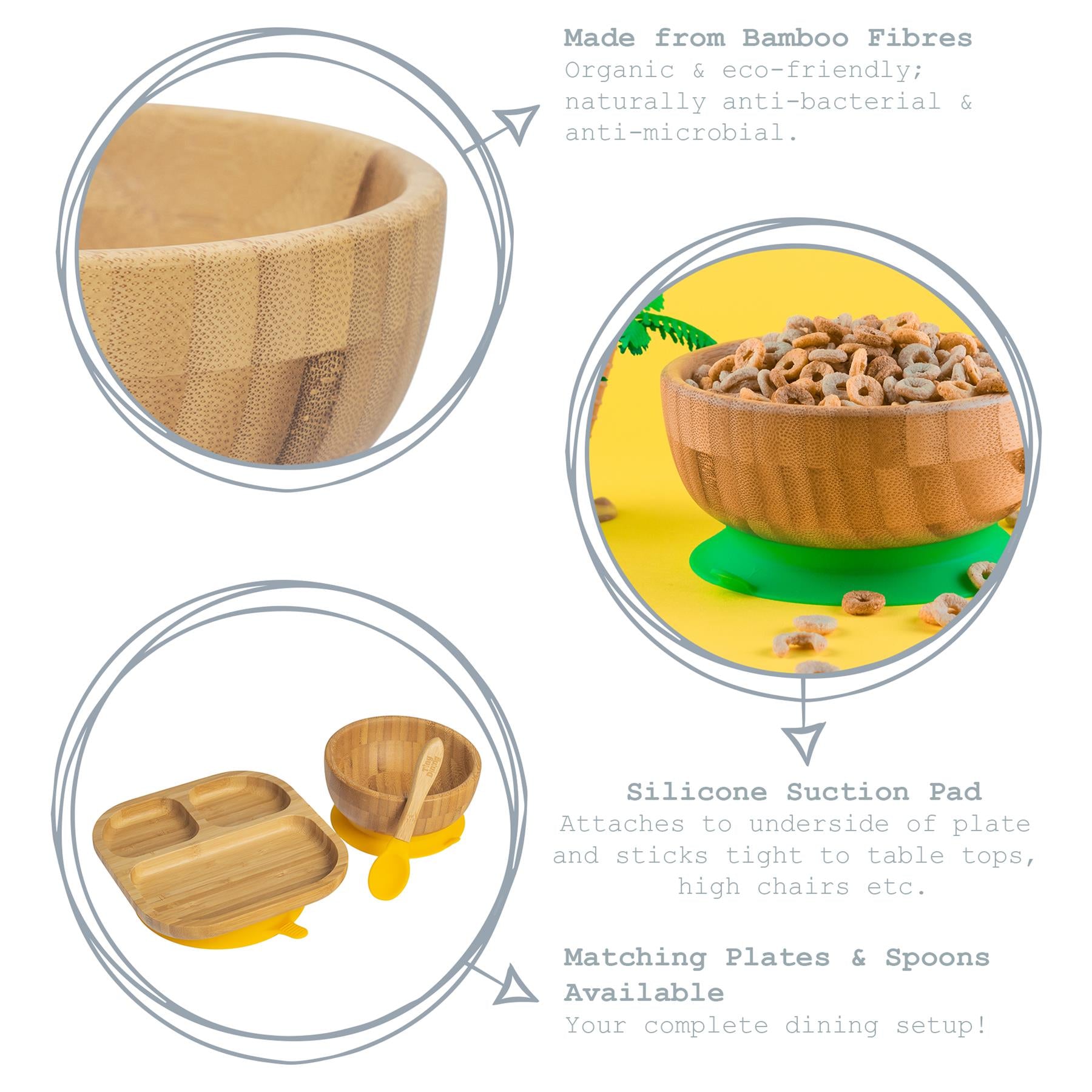 Kids Bamboo Suction Bowl - 14cm - Brown