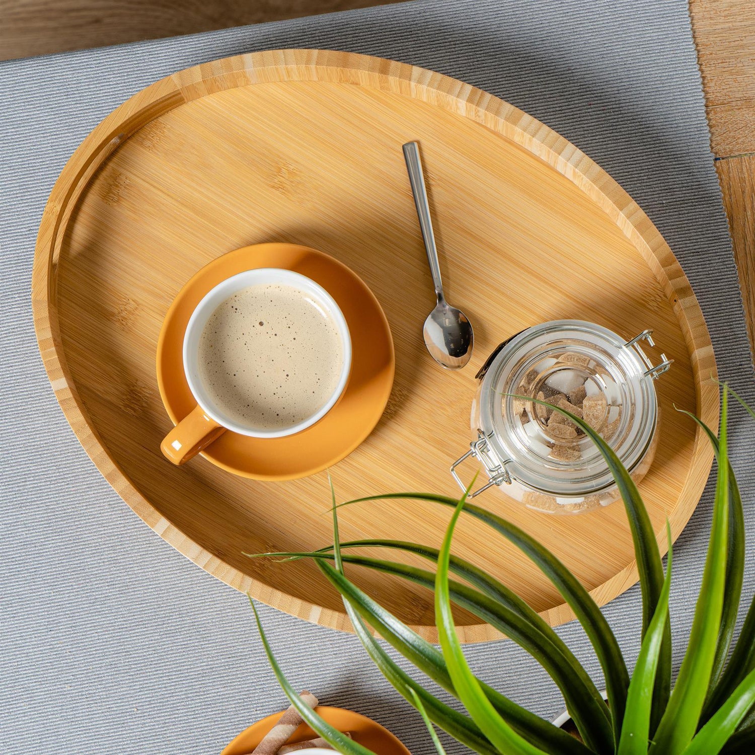 Argon Tableware Coloured Cappuccino Cup - Yellow - 250ml with Nicola Spring Embossed Heart Glass Storage Jar
