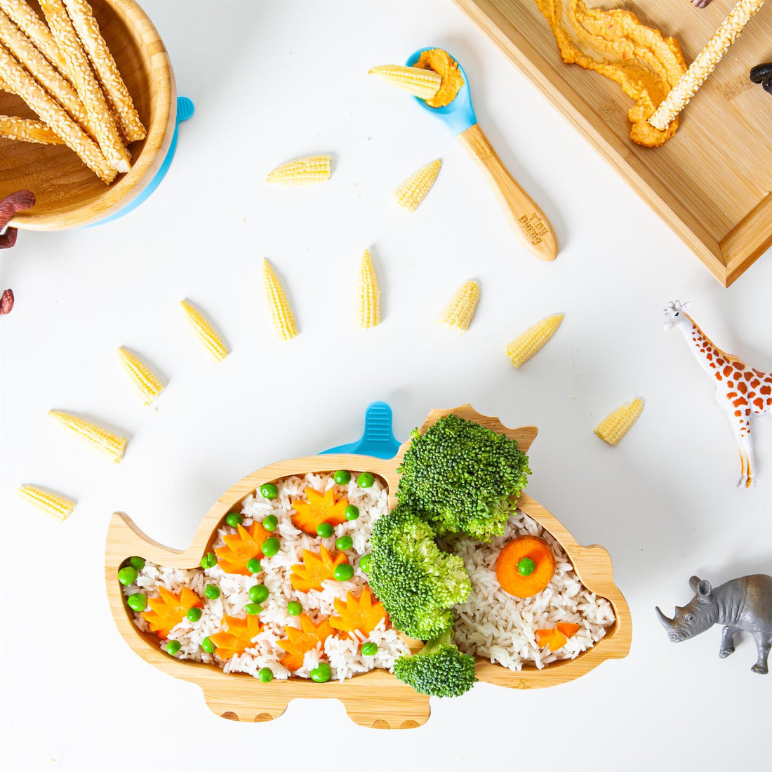 Kids Bamboo Suction Plate - Dinosaur - Brown