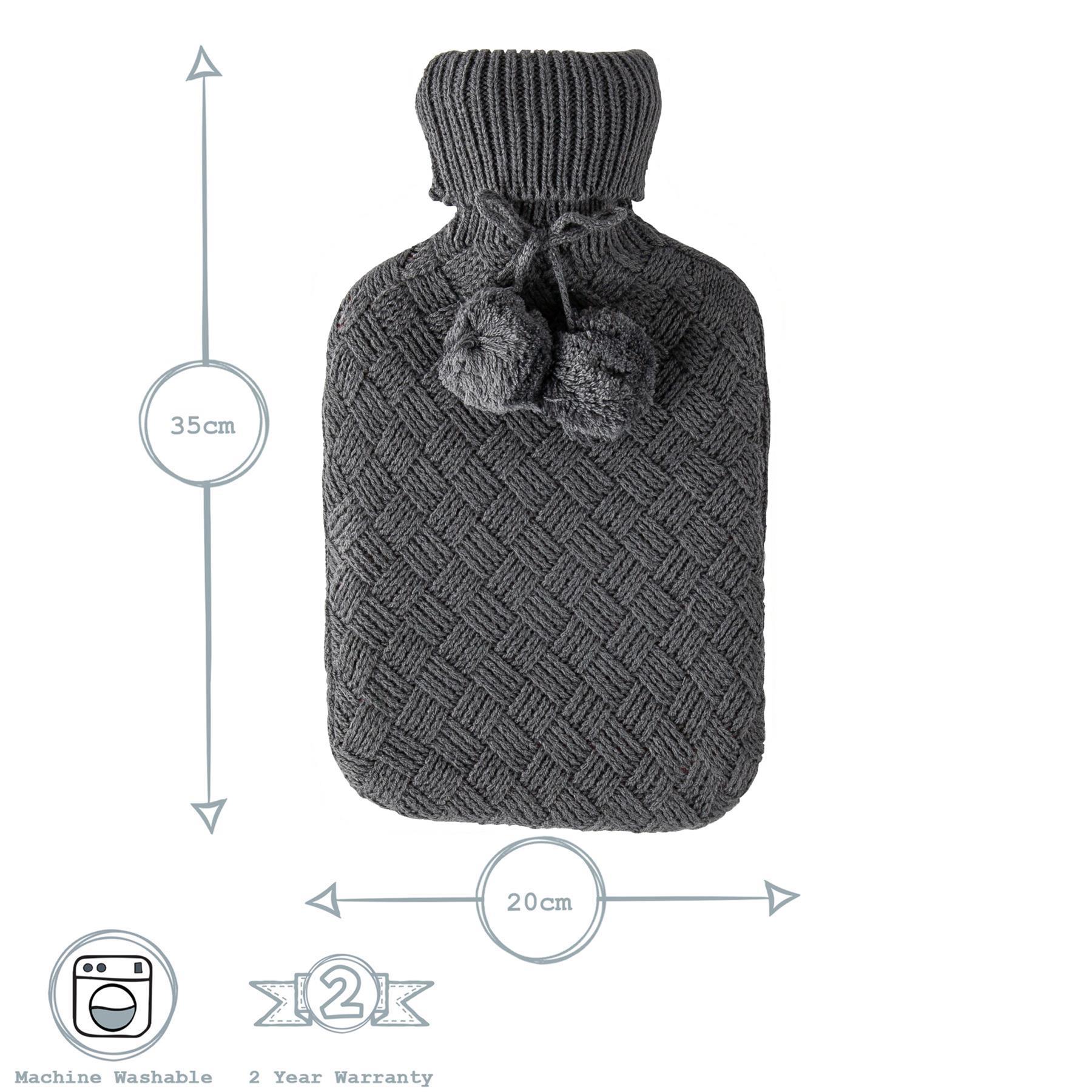 Hot Water Bottle Cover - Knitted - Dark Grey