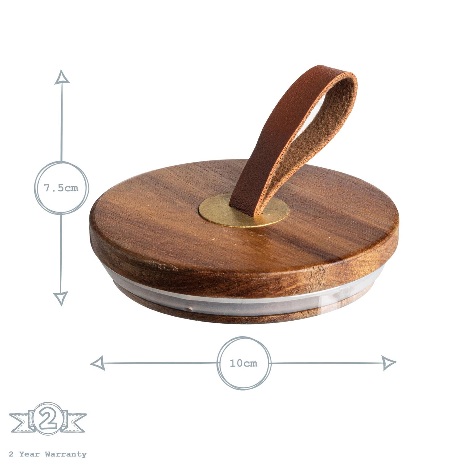 Glass Storage Jar with Wooden Lid - Leather Loop - 550ml