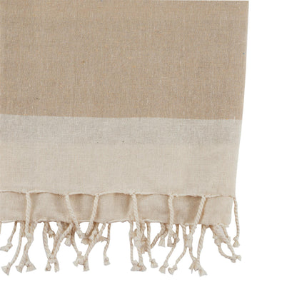 Small Turkish Beach Towel - Beige Stripe