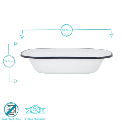 White Enamel Pie Dish - 25.5cm - Navy