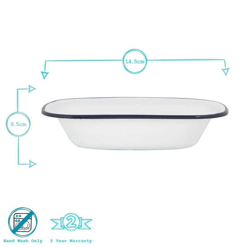 Argon Tableware White Enamel Pie Dish - 25.5cm - Navy