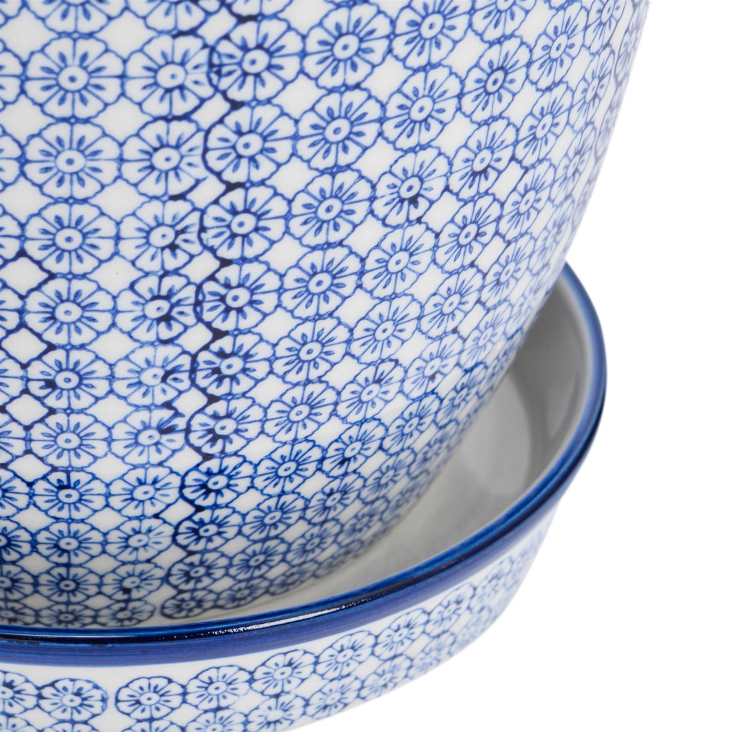 Hand-Printed Plant Pot - 20cm - Navy