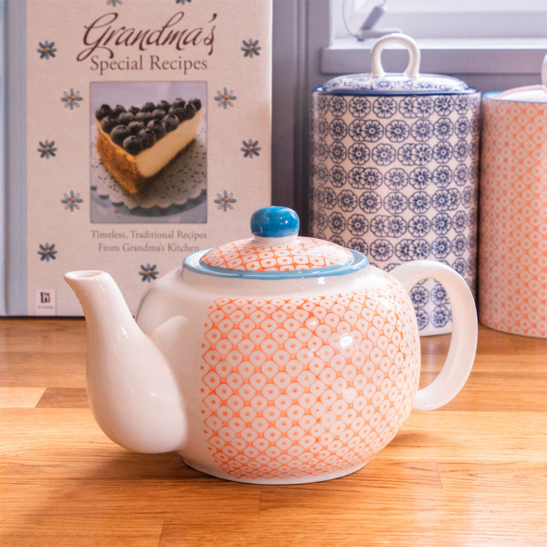 Hand-Printed Teapot - 820ml - Orange