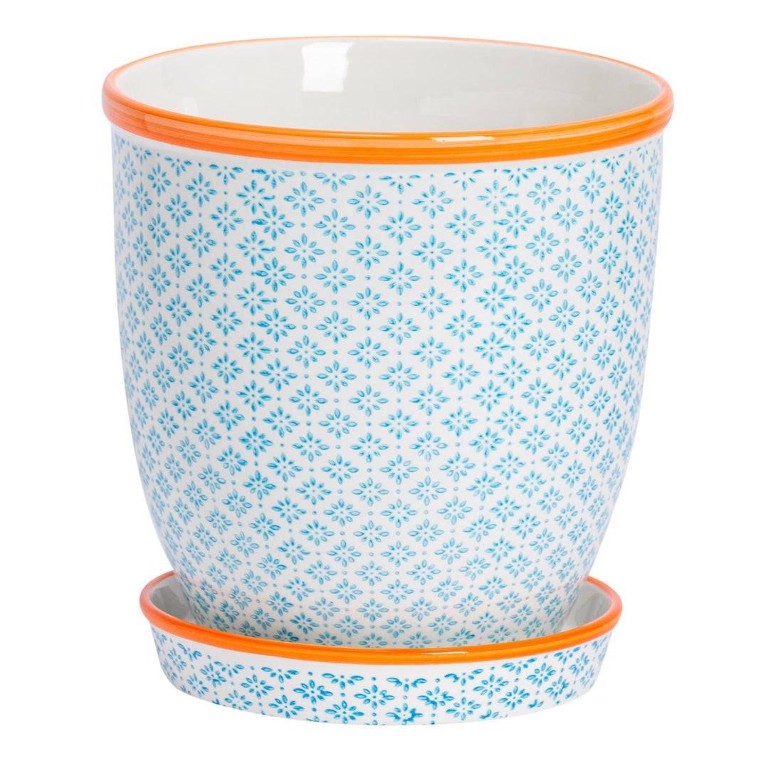 Nicola Spring Hand Printed Plant Pot - 20cm - Light Blue