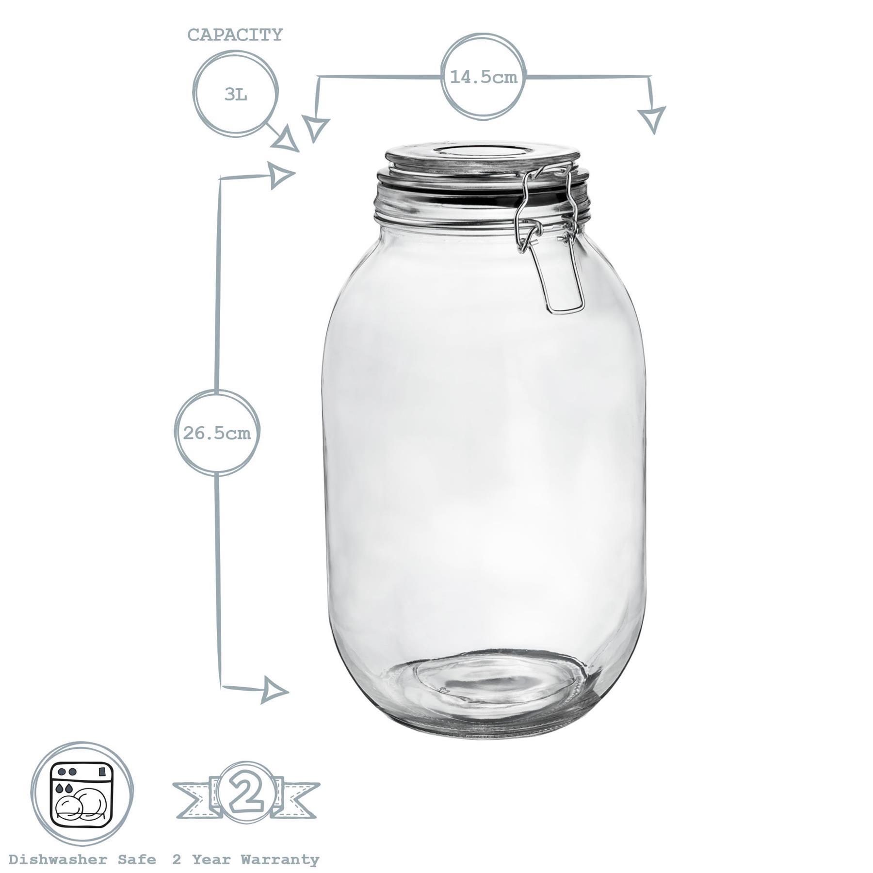 Glass Storage Jar - 3 Litre - Black Seal