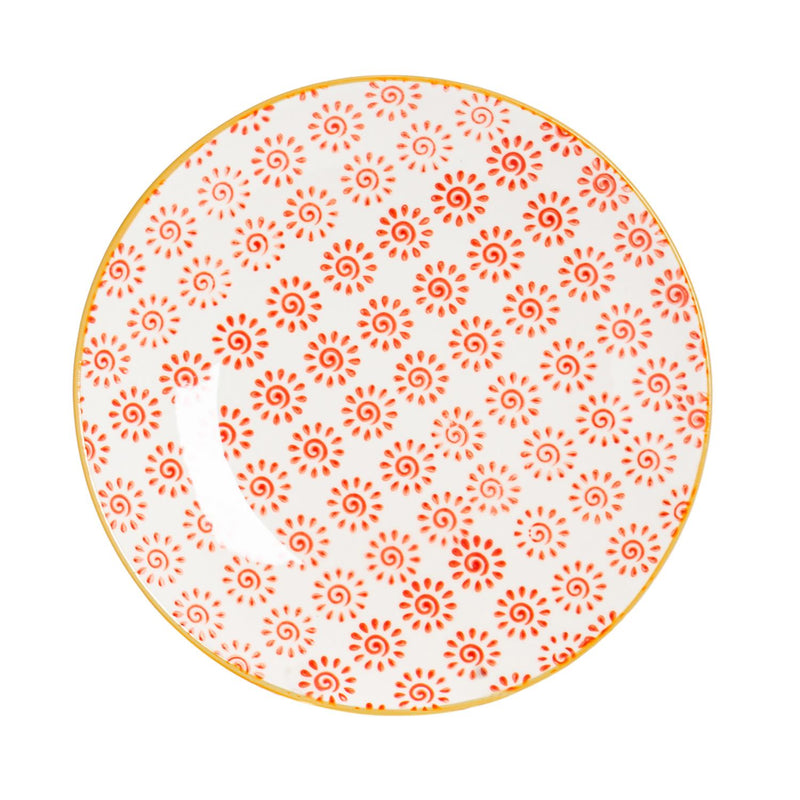 Nicola Spring Hand Printed Side Plate - 18cm - Red