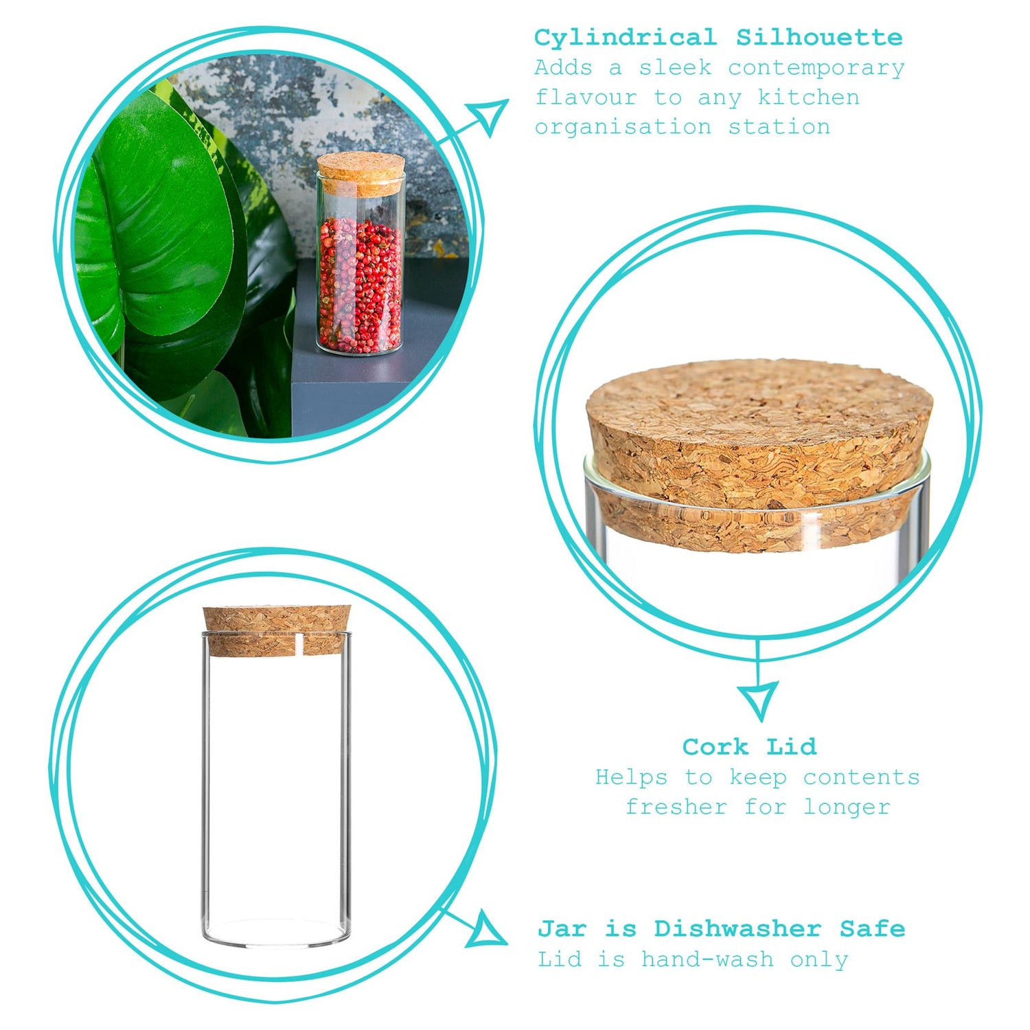 Glass Storage Jar with Cork Lid - 110ml