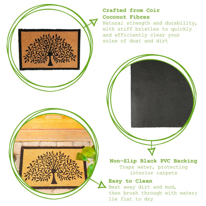 Coir Door Mat - 60 x 40cm - Tree of Life