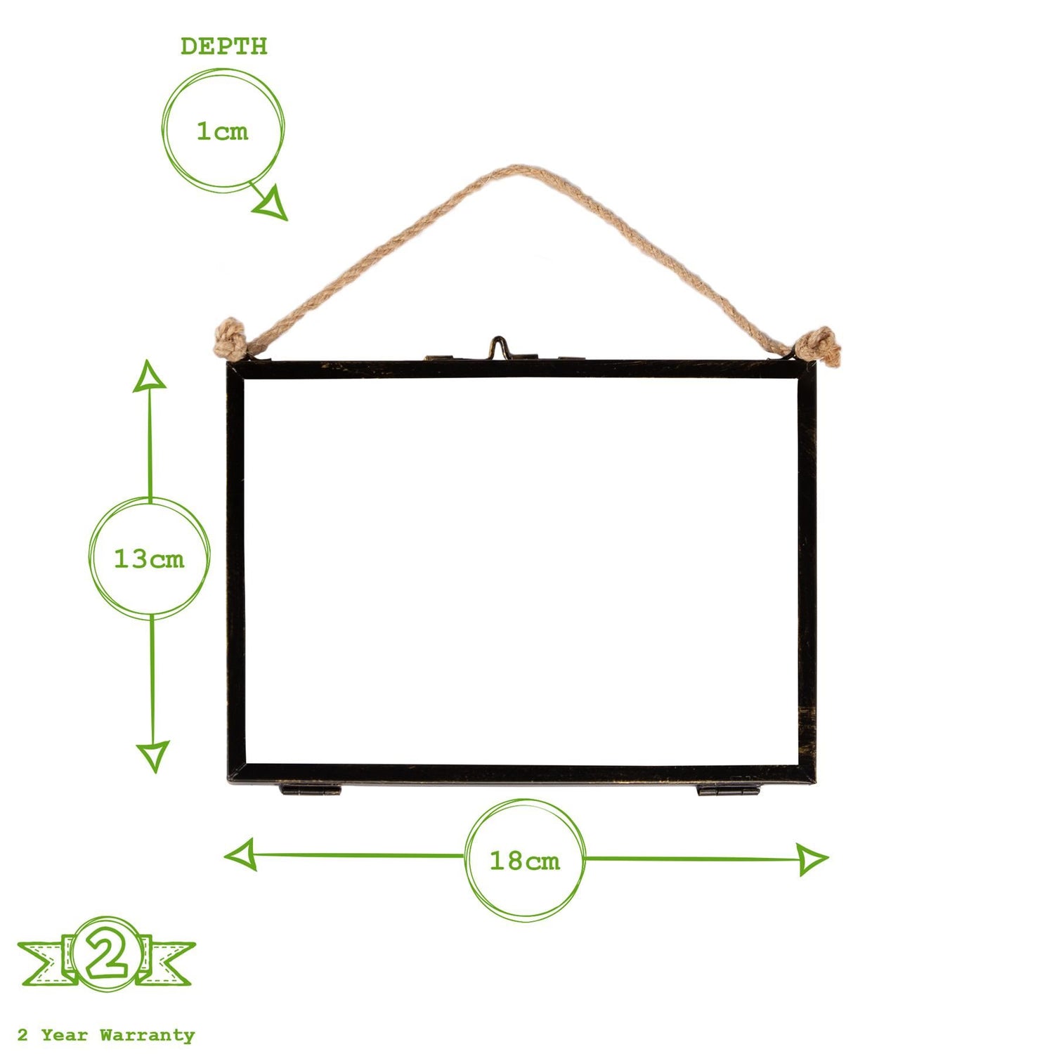 7&quot; x 5&quot; Glass Hanging Photo Frame