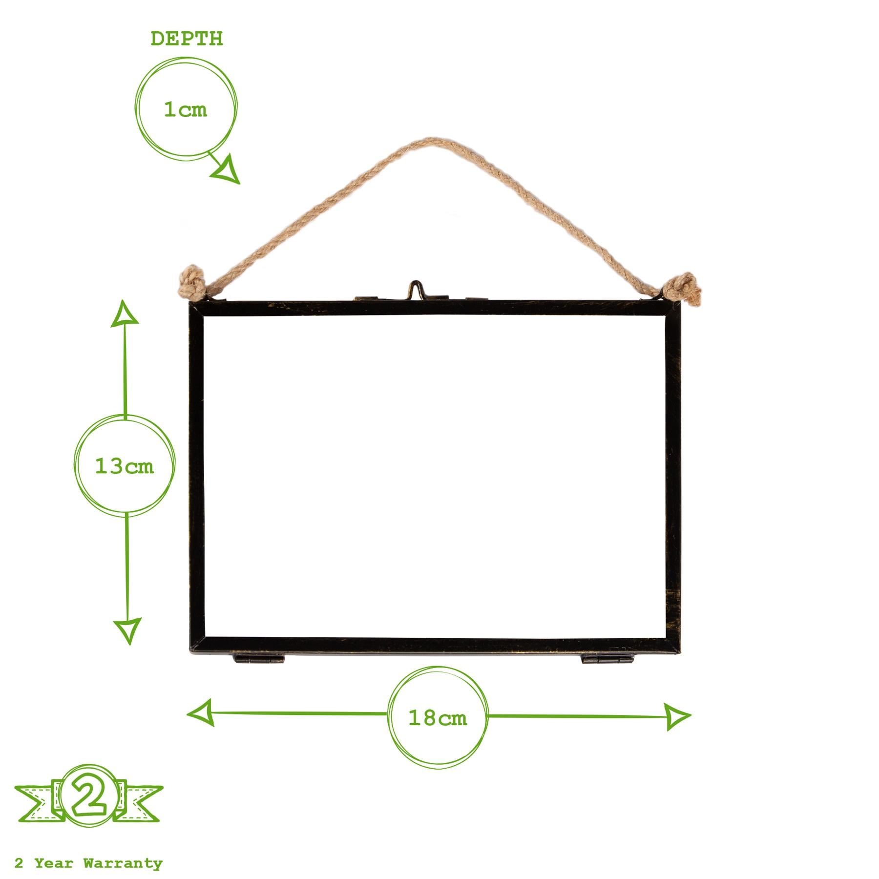 7&quot; x 5&quot; Glass Hanging Photo Frame
