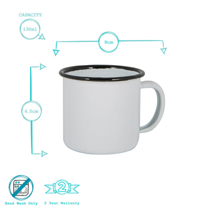 White Enamel Espresso Cup - 130ml - Black