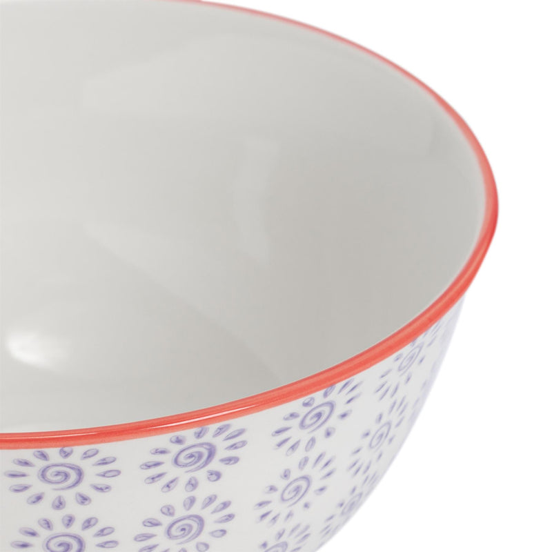 Nicola Spring Hand-Printed Cereal Bowl - 16cm - Purple
