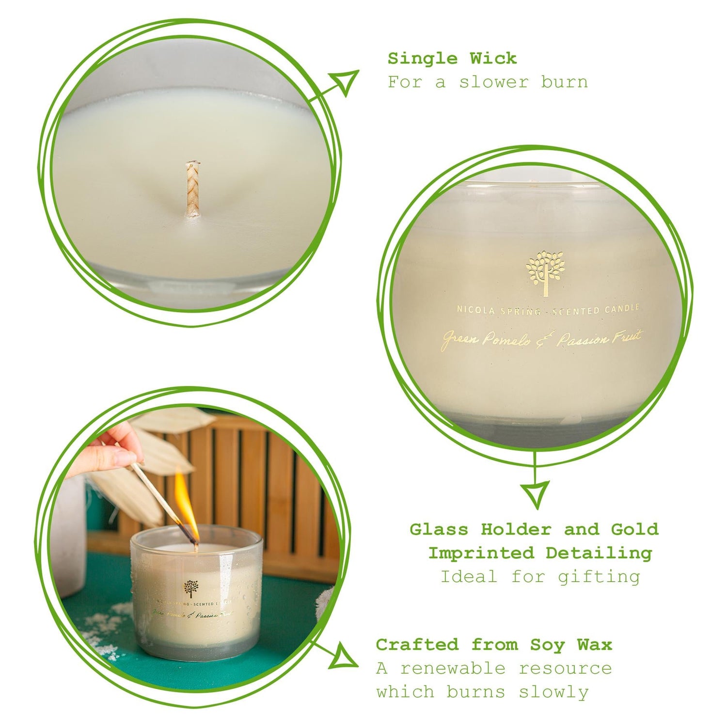 300g Green Pomelo &amp; Passion Fruit Soy Wax Scented Candle