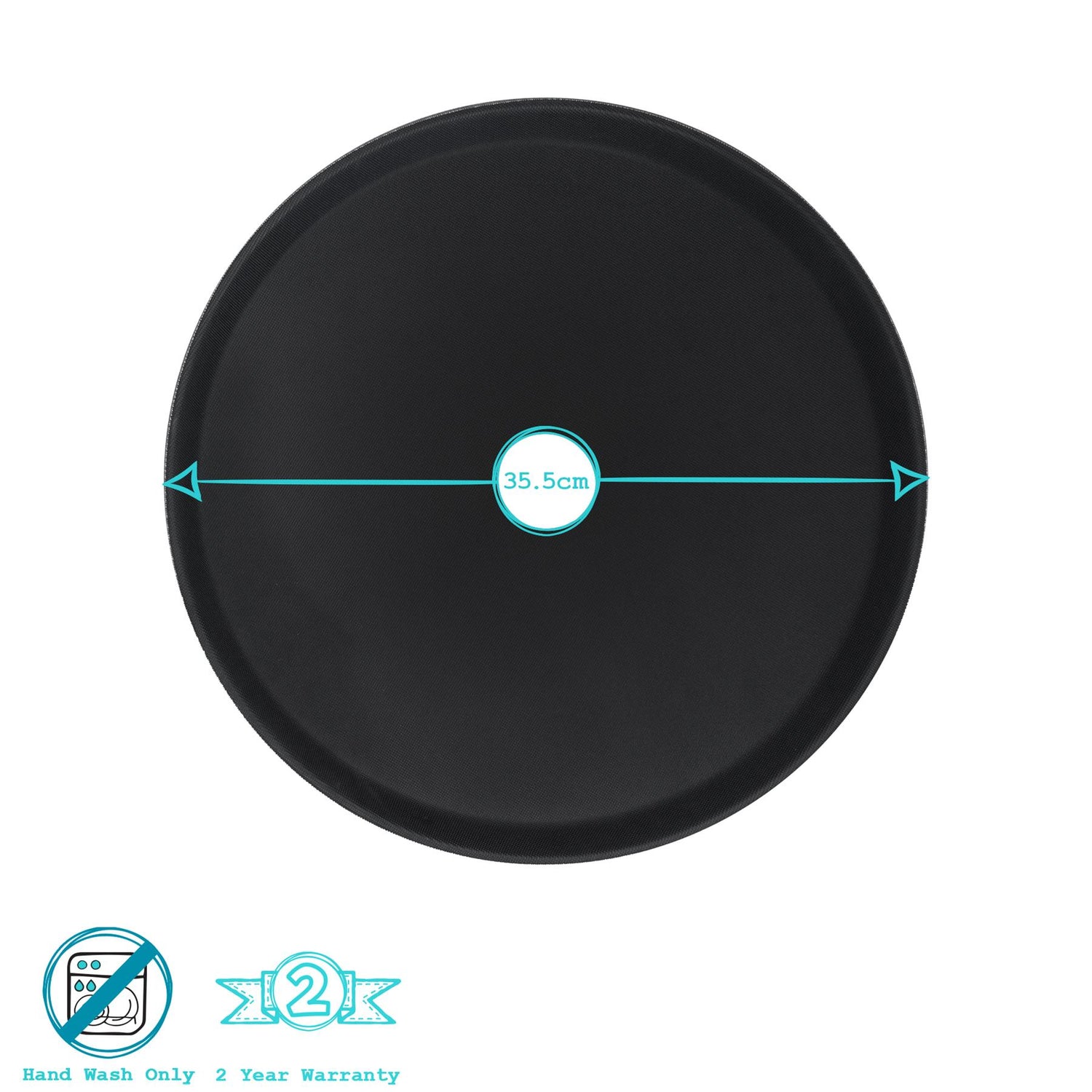 Black 35cm Round Non-Slip Serving Tray
