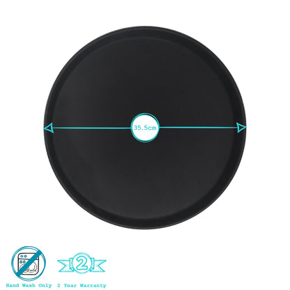 Black 35cm Round Non-Slip Serving Tray