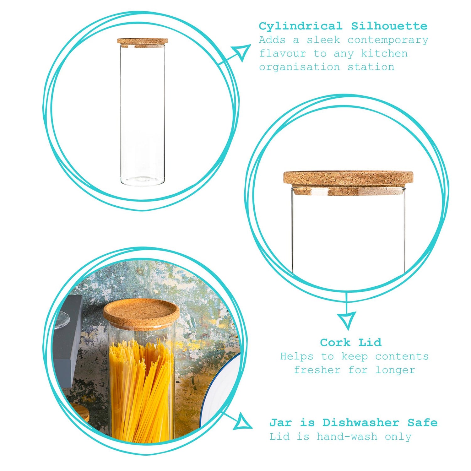 Glass Storage Jar with Cork Lid - 2 Litre