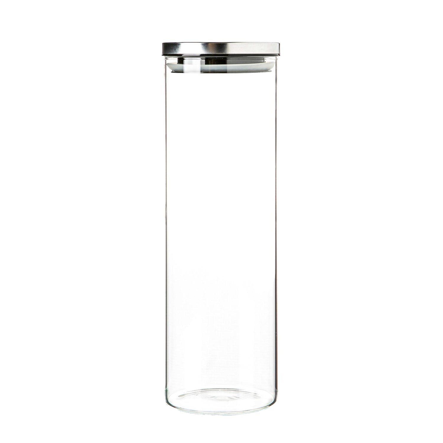 Glass Storage Jar with Metal Lid - 2 Litre - Silver