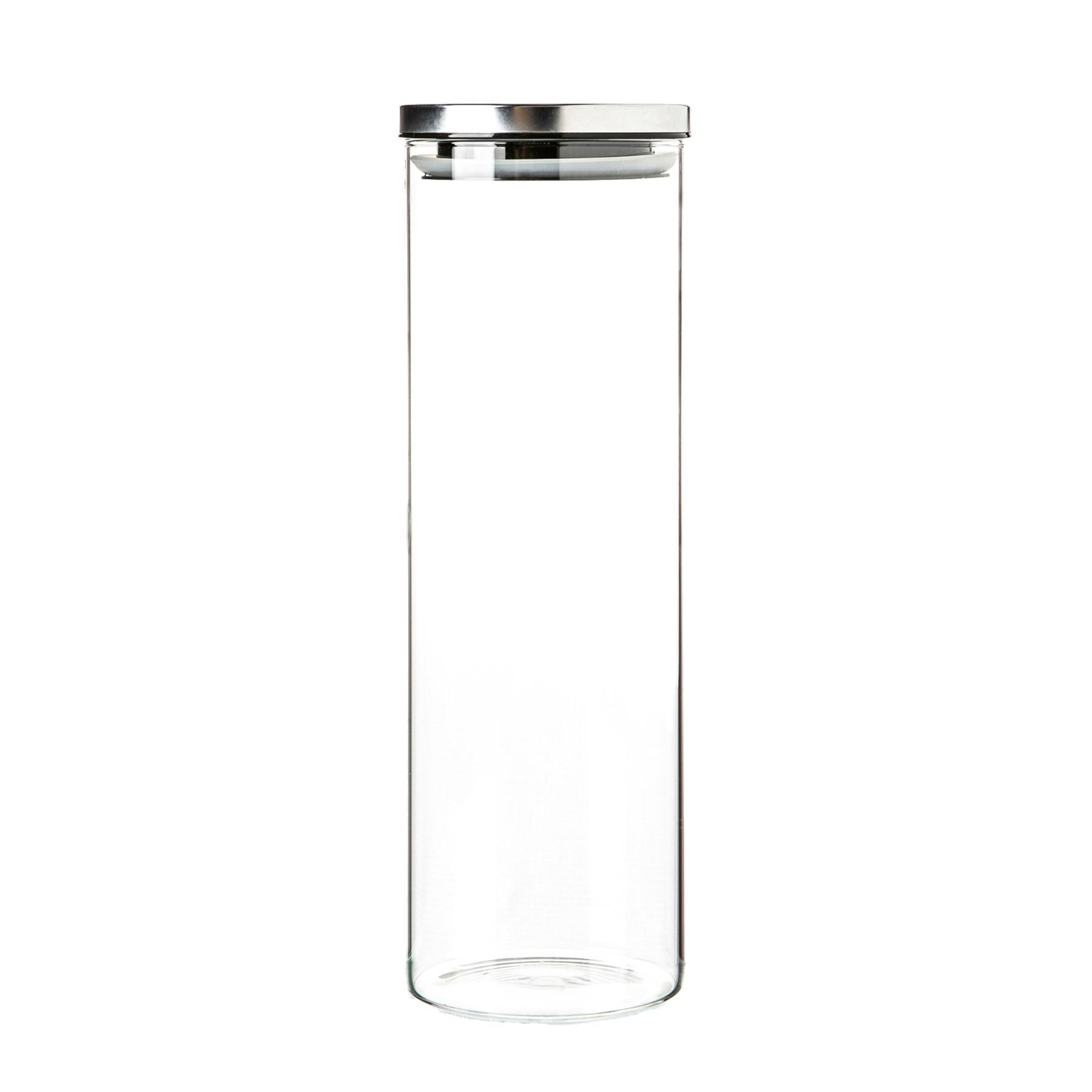 Glass Storage Jar with Metal Lid - 2 Litre - Silver