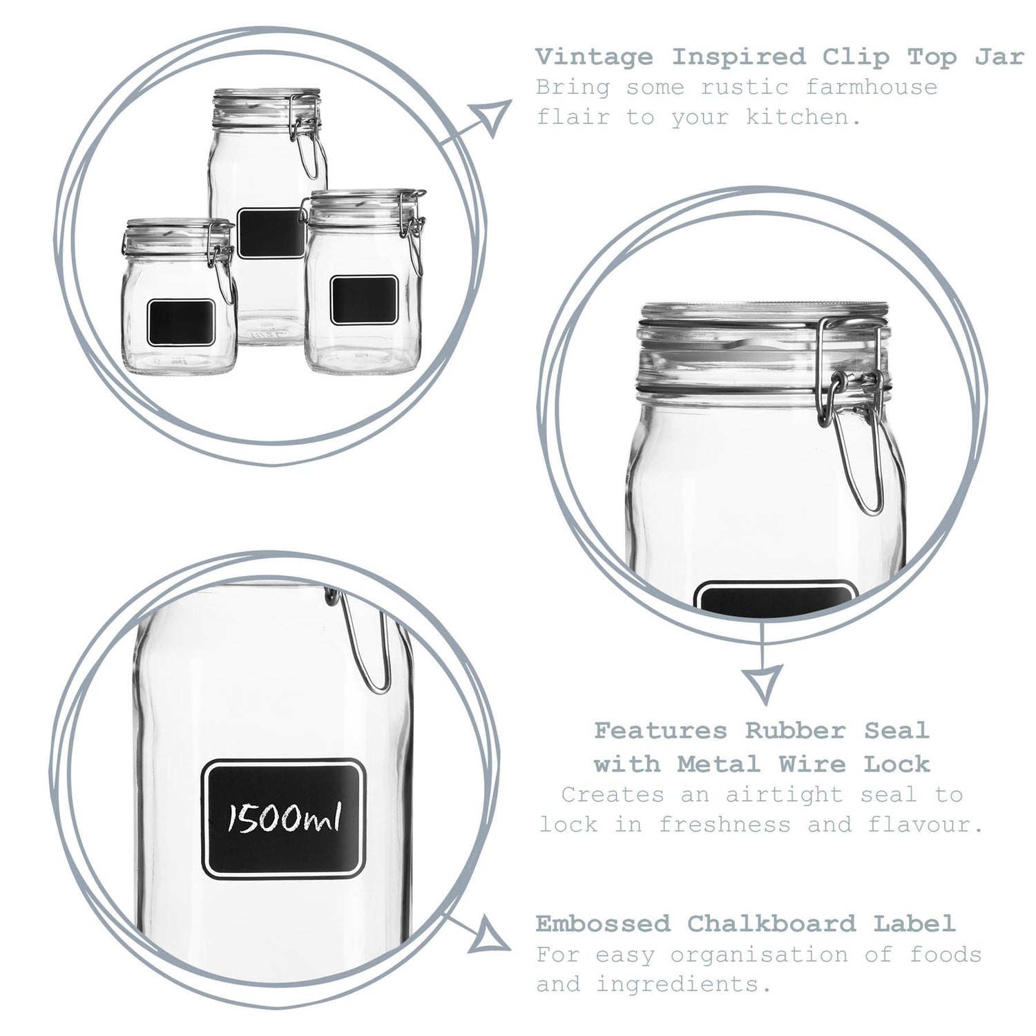Lavagna Glass Storage Jar with Chalkboard Label - 750ml