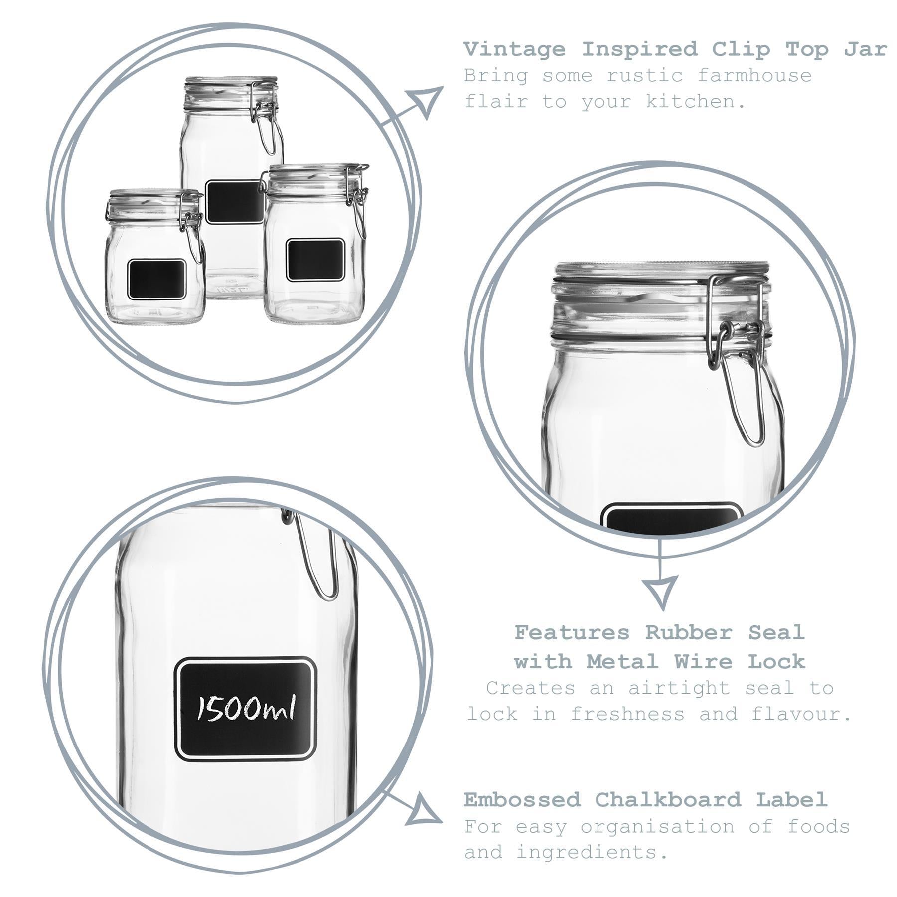 Lavagna Glass Storage Jar with Chalkboard Label - 750ml
