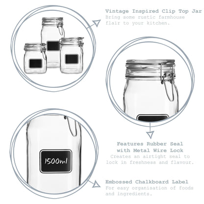Lavagna Glass Storage Jar with Chalkboard Label - 750ml